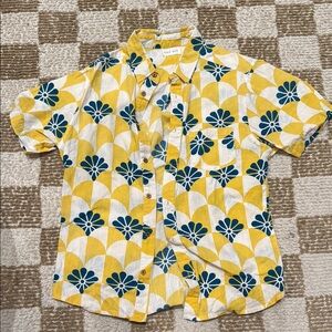 Men's Yellow and Blue Patterned Shirt